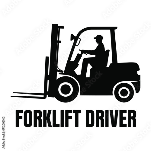 Silhouette of a forklift driver operating a forklift