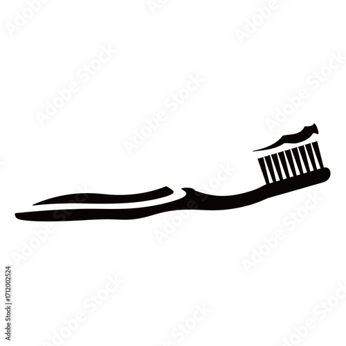 black and white silhouette of a Toothbrush vector on a white background
