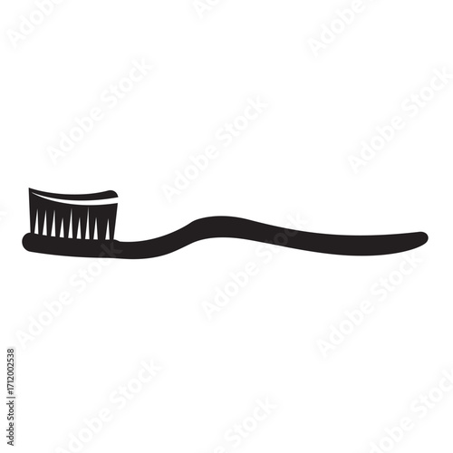 black and white silhouette of a Toothbrush vector on a white background