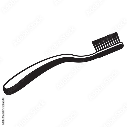 black and white silhouette of a Toothbrush vector on a white background