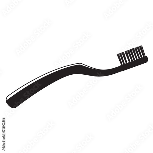 black and white silhouette of a Toothbrush vector on a white background
