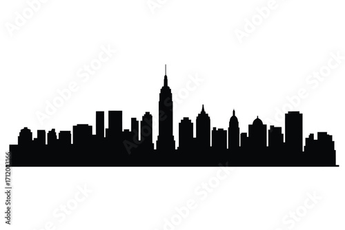Iconic new york city skyline silhouette at dusk