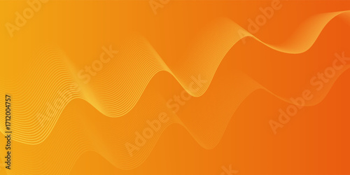 Abstract glowing wave lines on orange background. Dynamic wave pattern. Modern flowing wavy lines. Futuristic technology concept. vector Eps 10
