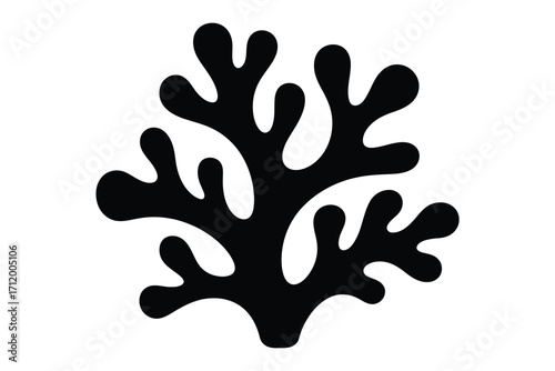 Stylized black silhouette of a branching coral or sea plant