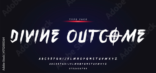 Hardest Brush Font. Hand Lettering Sketch Font. Vector Alphabet.