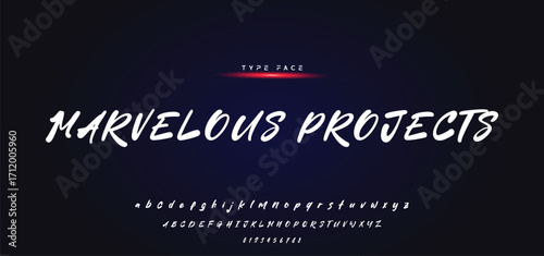 Hardest Brush Font. Hand Lettering Sketch Font. Vector Alphabet.