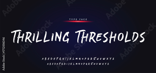 Hardest Brush Font. Hand Lettering Sketch Font. Vector Alphabet.