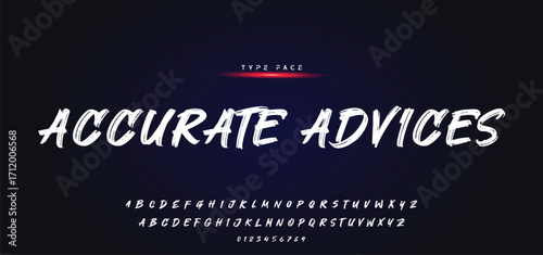 Hardest Brush Font. Hand Lettering Sketch Font. Vector Alphabet.