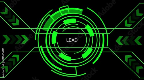 Futuristic Green H U D Interface with Circular Scan and Arrow Motifs Digital Technology Background video