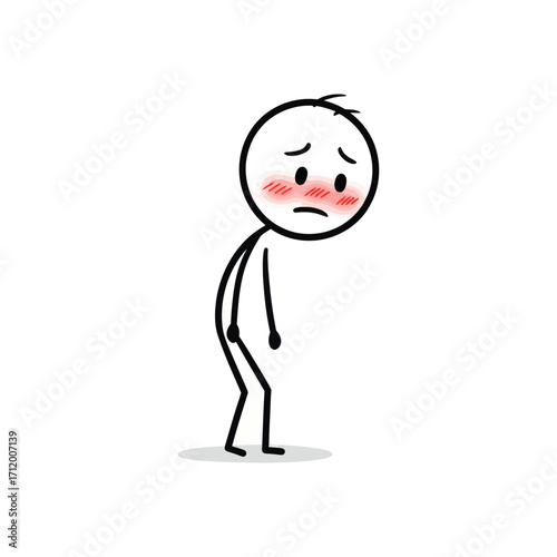 Embarrassed blushing stick figure – vector art