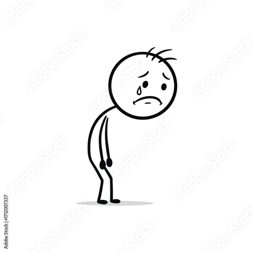 Sleeping stick figure lying down with Zzz – vector sketch 