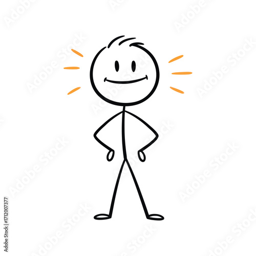 Lonely sad stick figure bending forward – vector drawing
