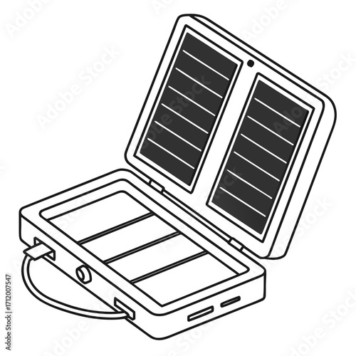 Portable solar charger power bank with multiple panels and usb ports for charging devices outdoors