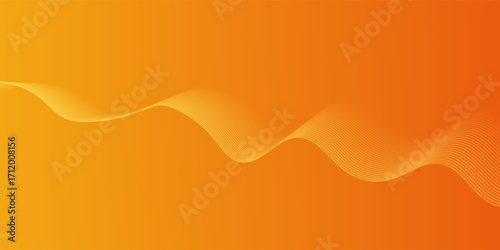 Abstract glowing wave lines on orange background. Dynamic wave pattern. Modern flowing wavy lines. Futuristic technology concept. Suit for banner, poster, cover, brochure, flyer, website