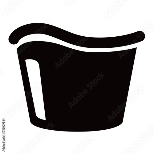 black and white silhouette of a laundry basket vector on a white background