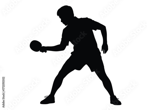 Silhouette of a table tennis player in action