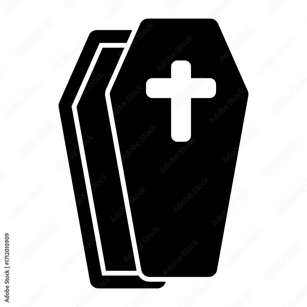 Obraz premium Coffin Glyph Icon Vector Illustration