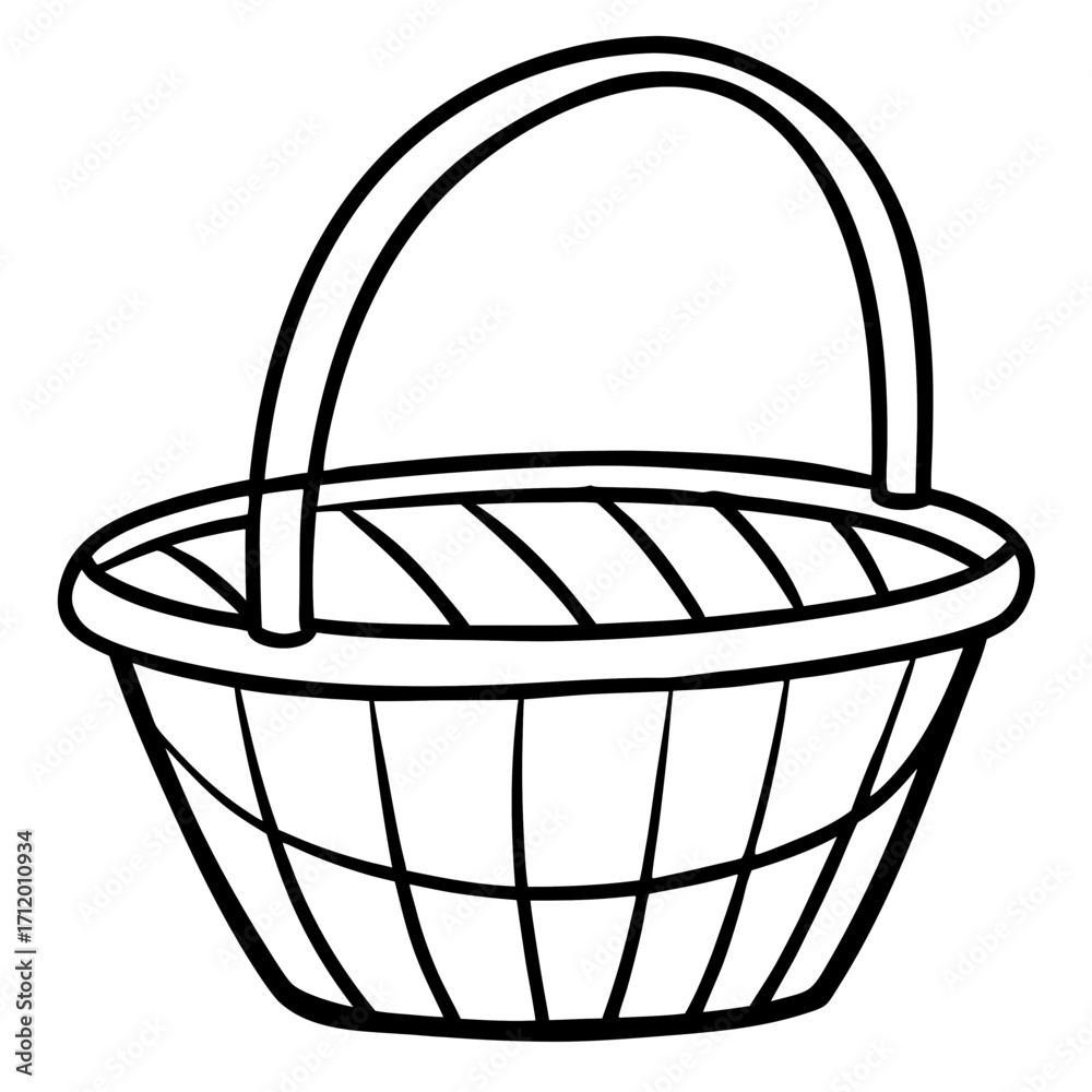 Obraz premium Picnic Basket Line Vector