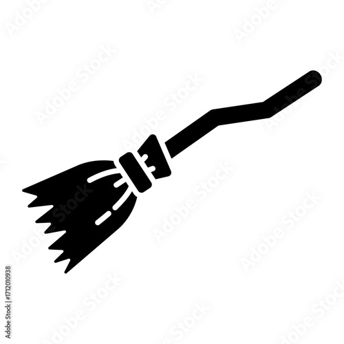 Witch Broom Glyph Icon Vector Illustration
