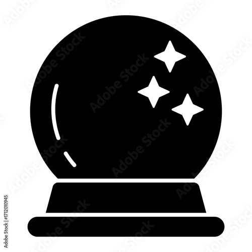 Crystal Ball Glyph Icon Vector Illustration