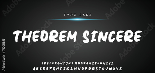 Hardest Brush Font. Hand Lettering Sketch Font. Vector Alphabet.