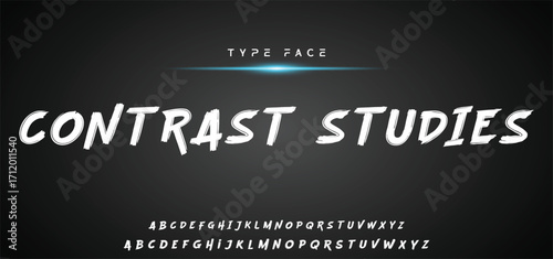 Hardest Brush Font. Hand Lettering Sketch Font. Vector Alphabet.