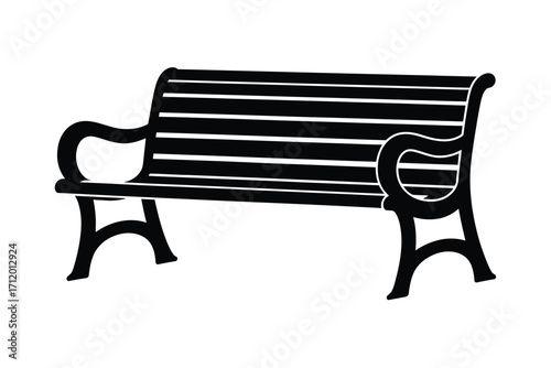 Classic black park bench illustration