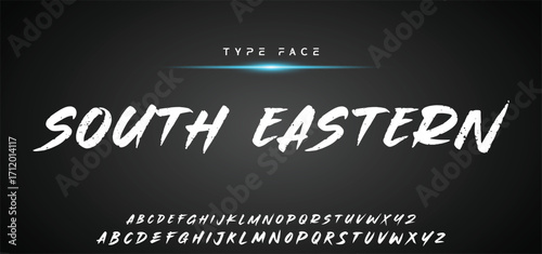 Hot brush alphabet duo. Vector script.