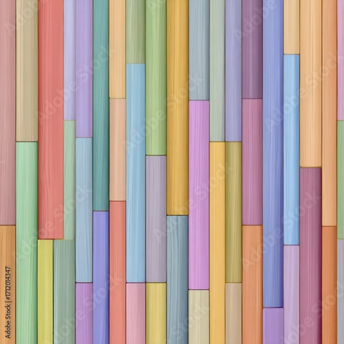 pattern of vertical boards in soft rainbow colors