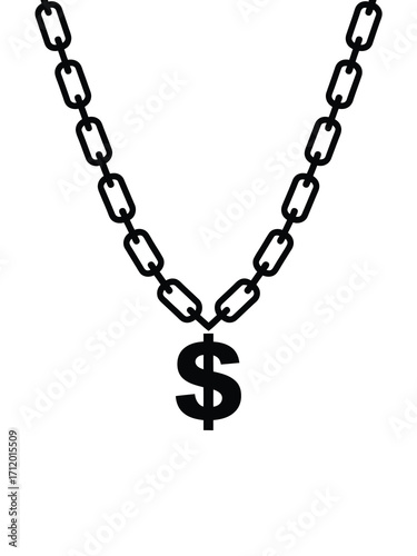 Bold dollar sign pendant on thick chain necklace