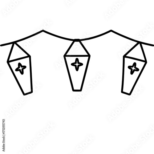 Garland With Coffins Icon Line Art