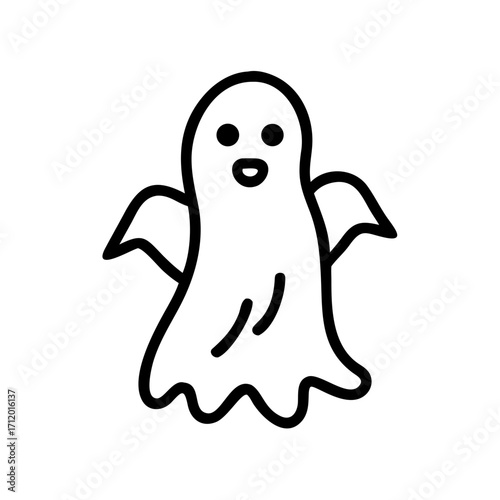 Ghost Hovering Above Ground Icon Line Art