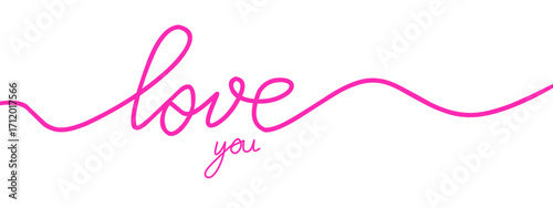 Love you calligraphy inscription. Love handwritten doodle lettering phrase or quote. message saying text. Hand drawn print clipart. Vector illustration