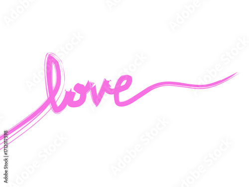 Hand drawn lettering of word LOVE, vector illustration.