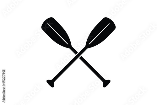 Two crossed wooden oars silhouette icon