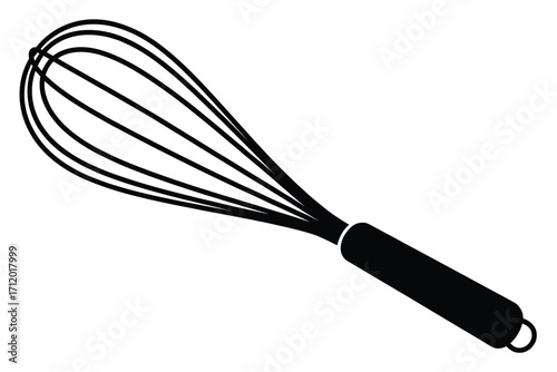 Black silhouette of a kitchen whisk with a handle