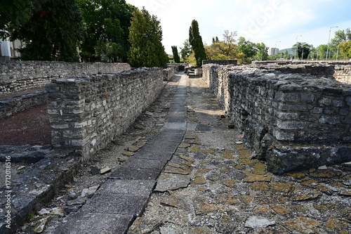 Wallpaper Mural Roman ruins at Aquincum in Budapest, Hungary that was around 2-3 AD before being destroyed by the Barbarians. Torontodigital.ca