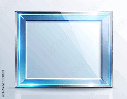 Sleek Blue Glass Frame Modern Design Element for Presentations and Mockups