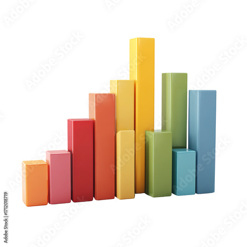 Free Download Colorful building blocks arranged in ascending bar chart isolated on transparent background - GFXLoad