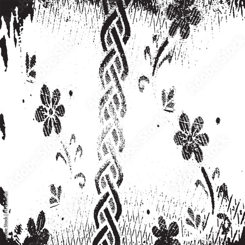 Elegant background featuring floral outlines and a bold braid style geometric stripe on pure white surface Perfect for digital design craft print and decorative projects