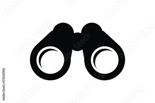Black silhouette icon of binoculars for observation and exploration