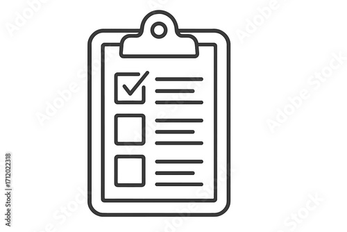 Clipboard with checklist icon. To-do list symbol. Task complete concept. Survey, form, questionnaire graphic. Business planning, project management vector illustration.