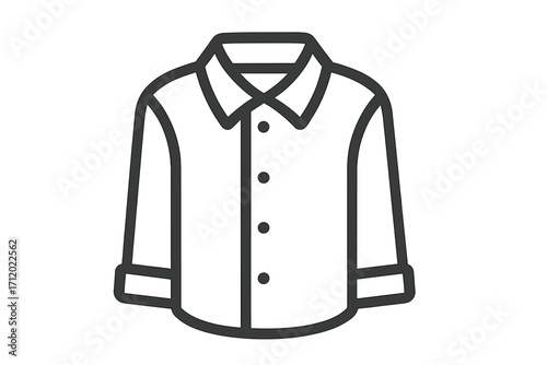 Long sleeve shirt icon with rolled up cuffs. Men's fashion pictogram. Formal or casual business wear outline symbol. Clothing, apparel, garment or laundry vector sign.