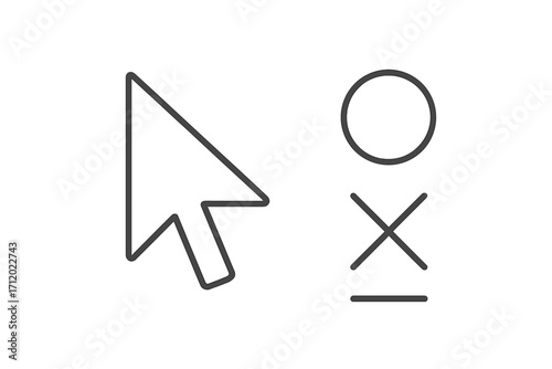 Cursor clicking on accept or reject button icon. Yes or no choice concept. Approve and decline symbol for digital contract, terms and conditions, or user agreement poll.