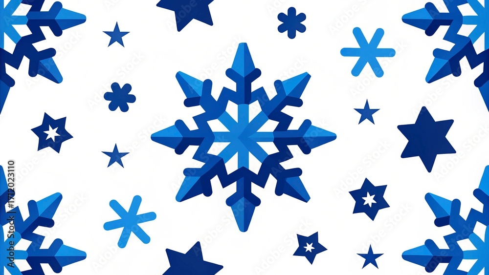 Obraz premium Snowflakes seamless pattern. Blue snowflakes on white background
