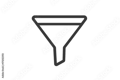 Funnel icon for sales and marketing conversion. Filter symbol for data sorting and analysis. Vector line art for web, app, UI, UX. Business process pipeline concept isolated.