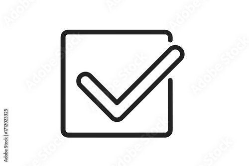 Check mark in box line icon. Tick symbol for approve, vote, survey. Yes sign for checklist, task done, complete. Simple outline vector for web, app, ui, ux design.