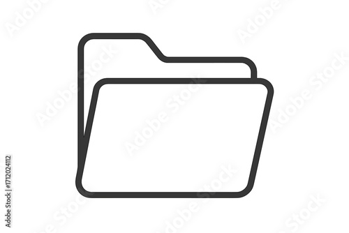 Folder icon vector line art. File storage symbol. Document holder for office, business. Clean, simple outline illustration. Data management, archive concept. Pictogram.