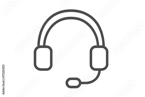 Headset icon vector. Customer service support symbol. Call center operator with microphone. Contact us, helpdesk, telemarketing, and communication concept. Line illustration.