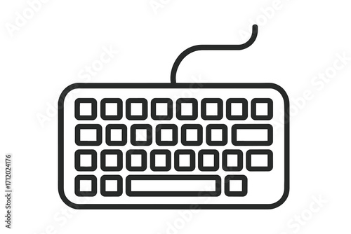 Keyboard icon vector. Computer peripheral outline symbol. Simple linear illustration for web and mobile app design. Technology and workspace concept. Data entry device.
